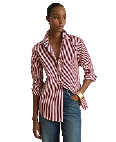 Lauren Ralph Women's Striped Long-Sleeve Button-Down Shirt