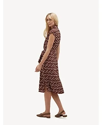 Hobbs London Women's Viviene Textured Tie Waist Midi Dress