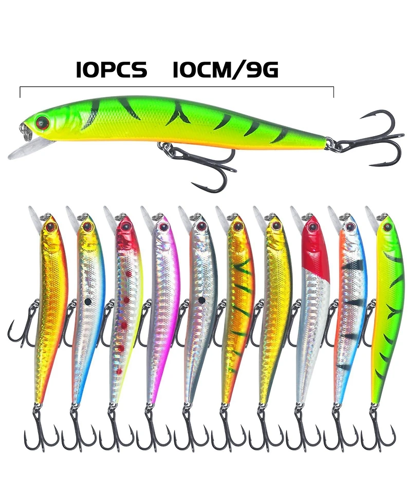 Piscifun 43- pieces Fishing Lures Kit Mixed Hard Baits Minnow Popper Crankbaits Freshwater Saltwater