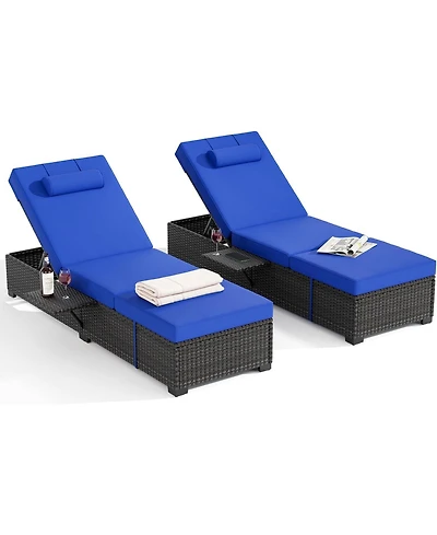 gaomon Patio Chaise Lounge Chairs, Set of 2, Adjustable Reclining Sun Loungers with All-Weather Pe Wicker & Steel Frame