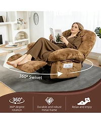 Dyhome Manual Recliner Chair with Swivel and Side Pocket, Chenille Upholstery Rocking for Living Room, Bedroom, Nursery
