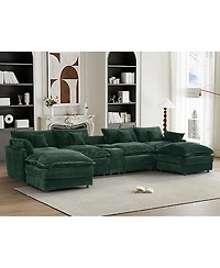 Streamdale Furniture 141" 7-Piece Sofa Set with Console, Coffee Table and 6 Pillows