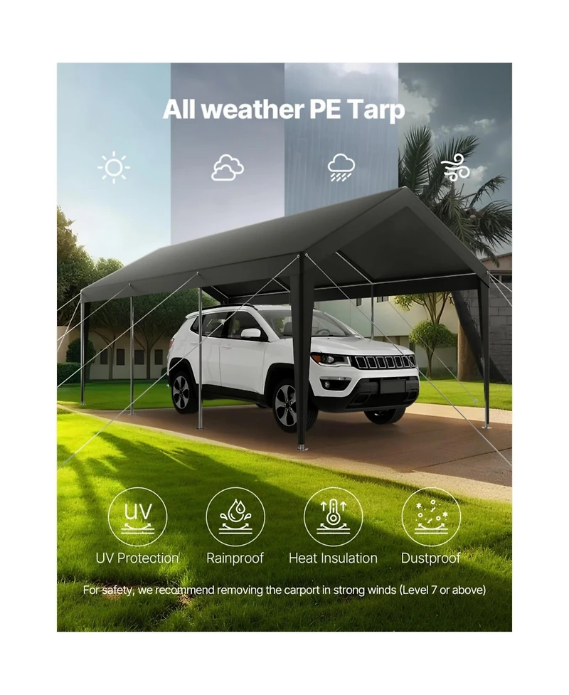 Yiortwo 10 x 20 Feet Carport Canopy, Heavy Duty Portable Car Garage Shelter Tent