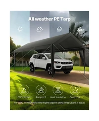 Yiortwo 10 x 20 Feet Carport Canopy, Heavy Duty Portable Car Garage Shelter Tent