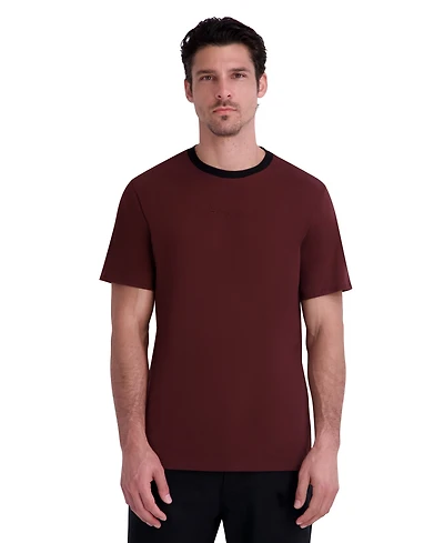Karl Lagerfeld Paris Men's Embossed-Signature Contrast-Trim T-Shirt