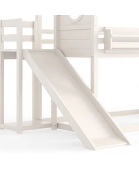 Streamdale Furniture Twin House Loft Bed with Slide, Wardrobe and Bookshelves