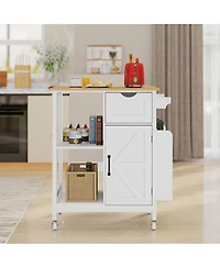 Streamdale Furniture Mobile Kitchen Island Cart with Storage Cabinet, Drawer and Spice Rack