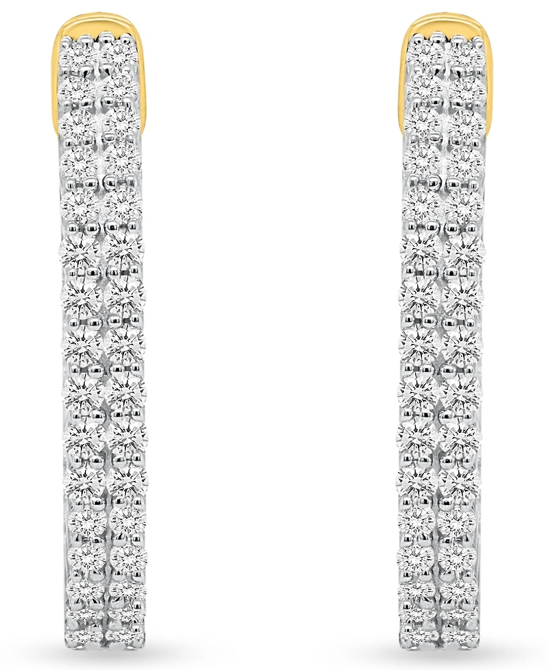 Forever Grown Diamonds Lab-Grown Diamond Double Row Inside Out Hoop Earrings (1 ct. t.w.) Sterling Silver (Also 14k Gold-Plated Silver)