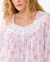 Eileen West Women's Antique Rose Long-Sleeve Floral-Print Nightgown