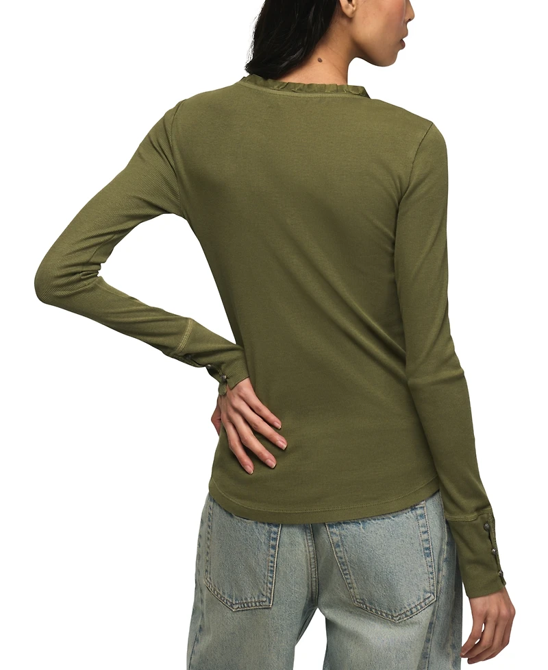 Lucky Brand Women's Embroidered V-Neck Long-Sleeve Henley