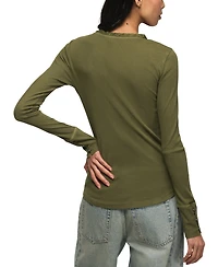 Lucky Brand Women's Embroidered V-Neck Long-Sleeve Henley