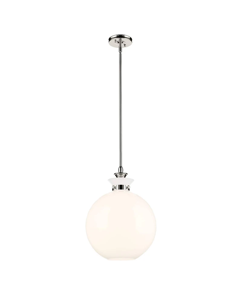 Kichler Laria 15 Inch 1 Light Pendant with Opal Glass in Polished Nickel