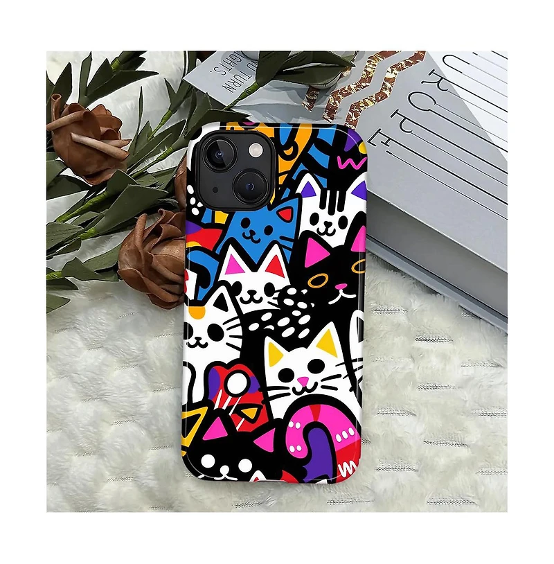 Lisen Cat Party Dual-Layer Durable Phone Case Compatible with Apple iPhone 16 Pro