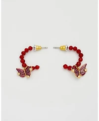 Fable England Hera Butterfly Charm Hoop Earrings in Gold