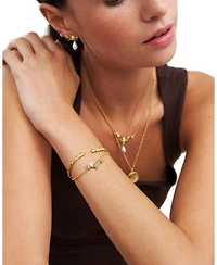 Fable England Ivy and Pearl T-Bar Bracelet in Gold