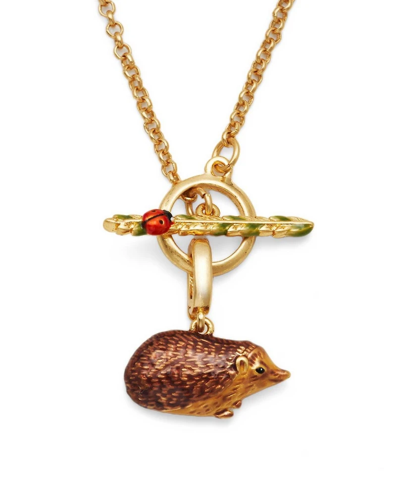 Fable England Ladybird and Hedgehog Toggle Necklace in Gold