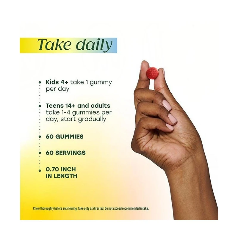 MegaFood Magnesium Citrate Gummies, For Adults, Teens and Kids 4+, 60 Raspberry Gummies