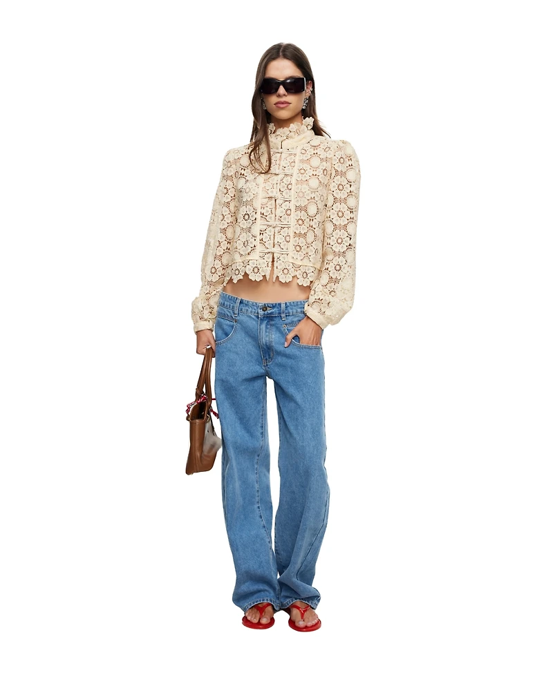 Lioness Women's Overtime Ruffle Mock Neck Blouse