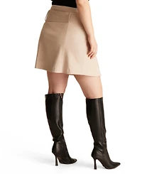 Estelle Plus Rowan A-Line High-Waisted Mini Faux Suede Skirt