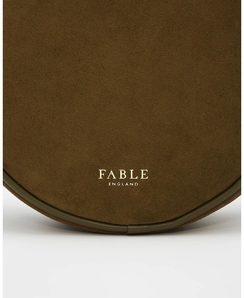 Fable England Chloe Hedgehog Embroidered Faux Suede Circle Bag