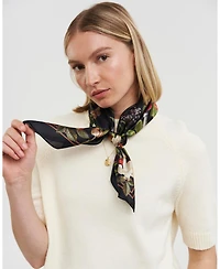Fable England Women's Orla Mushroom Small Square Scarf