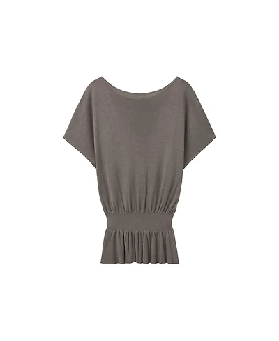 Mango Women's Short-Sleeve Boat Neck Ruched Sweater