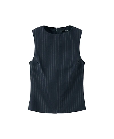 Mango Women's Pinstripe Boat Neck Sleeveless Top