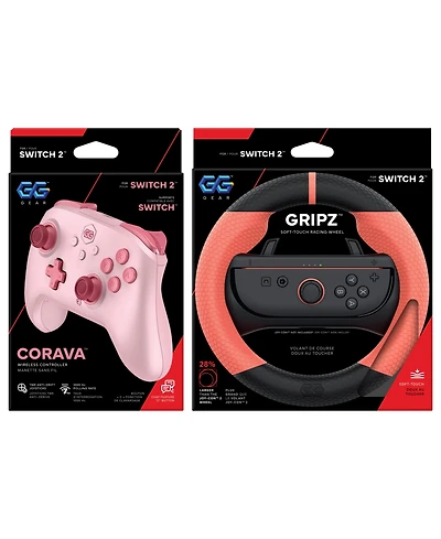 Gg Gear Gripz Wireless Hall-Effect Racing Wheel and Controller Bundle for Nintendo Switch 2
