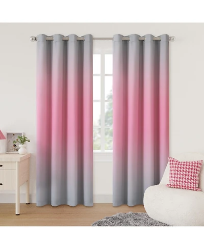 Blackout Grommet Taylor Ombre Curtains Pair, Blue, 52"x63"