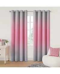 Blackout Grommet Taylor Ombre Curtains Pair, Blue, 52"x63"