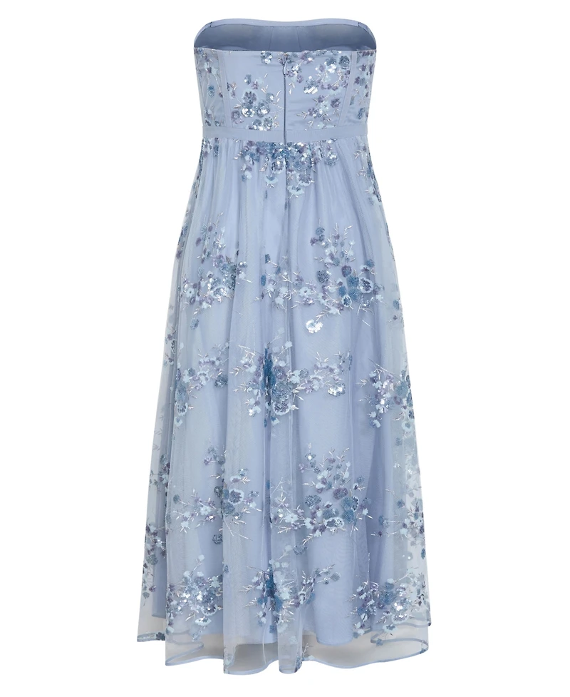 City Chic Plus Ambrosia Fit-and-Flare Embroidery Tulle Maxi Dress