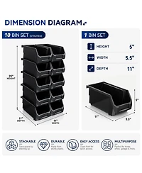 Sorbus Medium Open Front Stackable Garage Storage Bin - Heavy Duty Plastic Organizer Tote for Tools