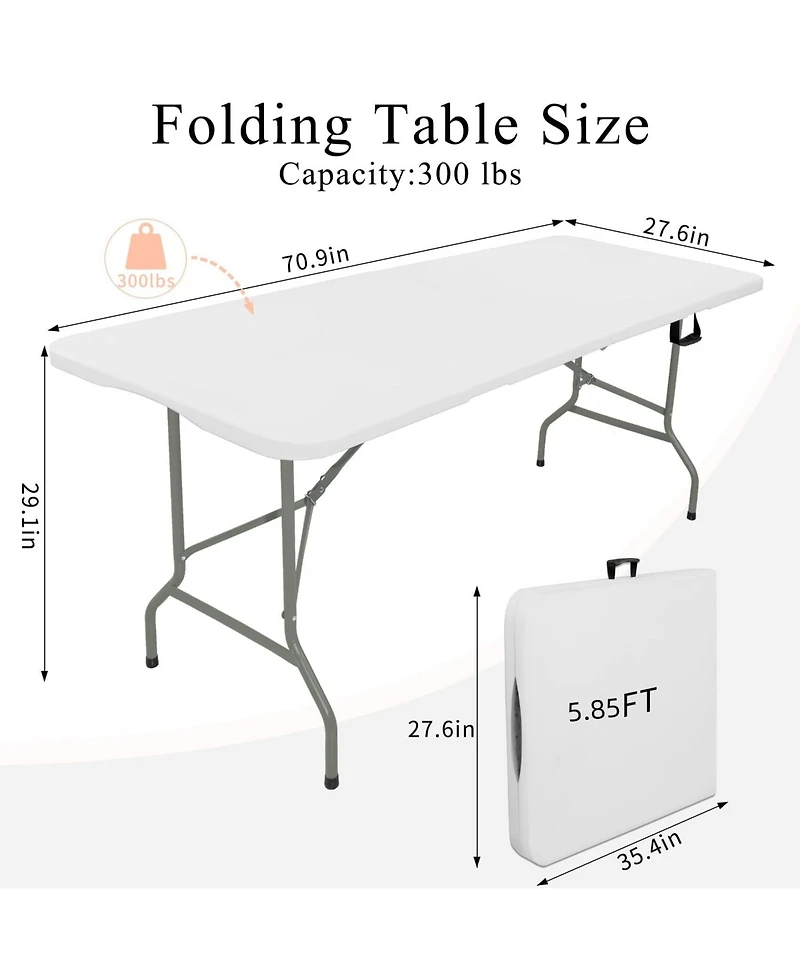 Piscifun Set Of 2 Folding Tables Carrying Handle Lightweight Portable Plastic Camping Steel Indoor Outdoor Party Dining Wedding Events Picnic