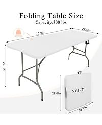 Piscifun Set Of 2 Folding Tables Carrying Handle Lightweight Portable Plastic Camping Steel Indoor Outdoor Party Dining Wedding Events Picnic