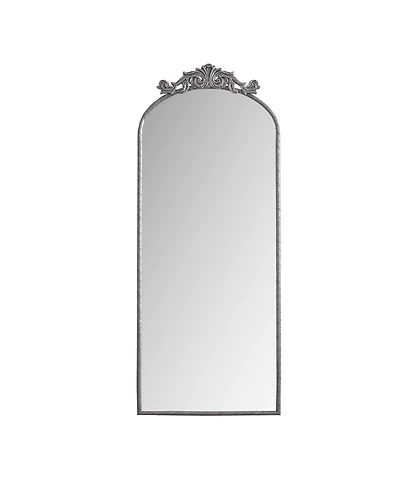 Phying 58x24 Inch Arched Full Body Mirror Antique Silver Vintage Ornate Mirror with Top Carved Applique Wall Mounted Hanging Mirror Retro Decorative
