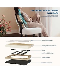homfan Dining Chairs Set of 4, Mid Century Upholstered Chairs with Linen Fabric, Modern Armless Kitchen Chairs with Wood Legs