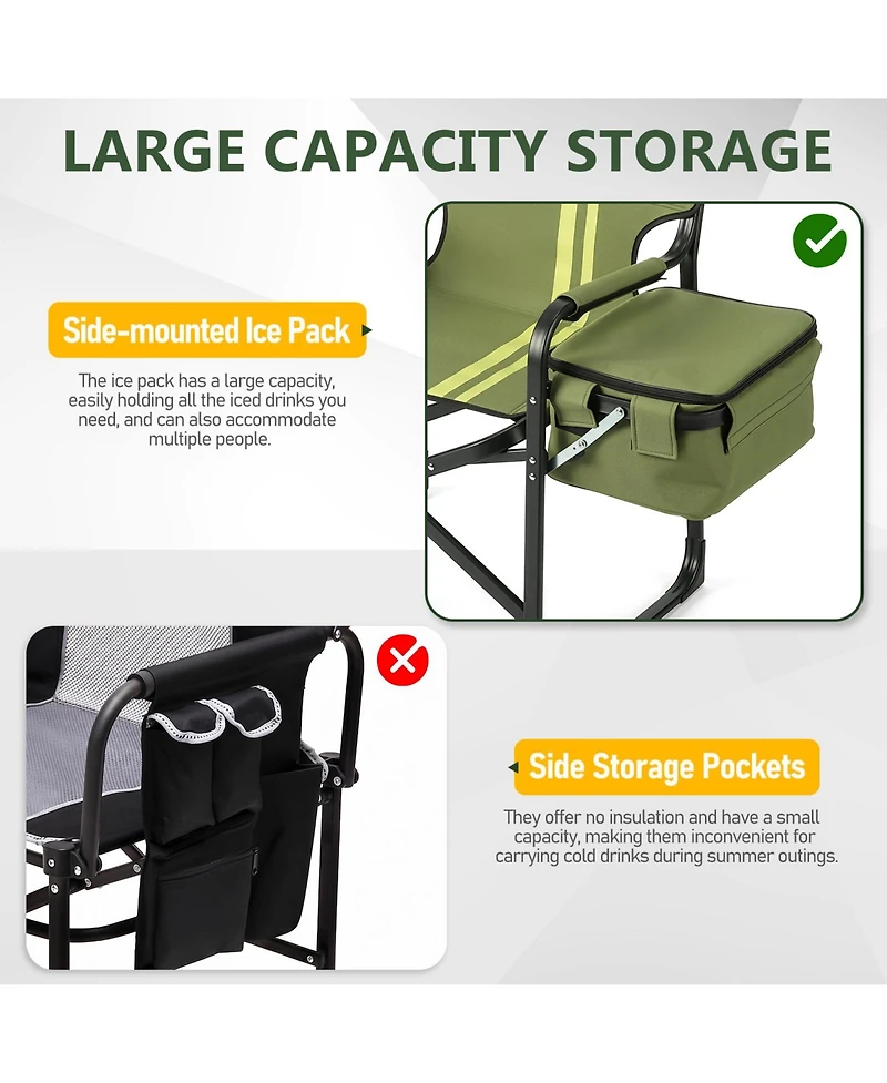 Slickblue Outdoor Folding Camping Chair with Aluminum Frame and Cooler Bag