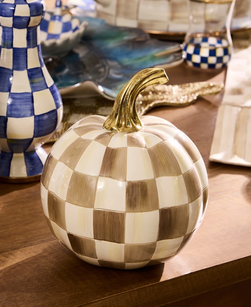MacKenzie-Childs Mocha Check Mini Pumpkin
