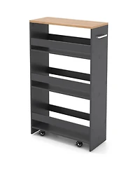 Sugift 4-Tier Slim Rolling Kitchen Cart on Wheels with Open Shelves and Push Handle