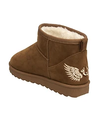 True Religion Women's Lana Faux Suede Wings Logo Boot
