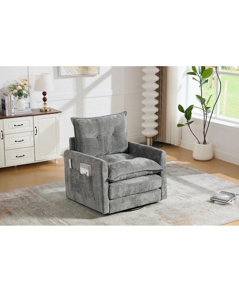 Streamdale Furniture Mid-Century Modern Swivel Barrel Accent Chair with Metal Base