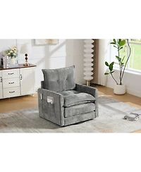 Streamdale Furniture Mid-Century Modern Swivel Barrel Accent Chair with Metal Base