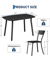 gaomon Dining Table Set for 4 with Trapezoid Back Chairs, 5 Piece 43 Inch Kitchen Table and Chairs Set of 4, Space Saving Square Dining Room Table Set