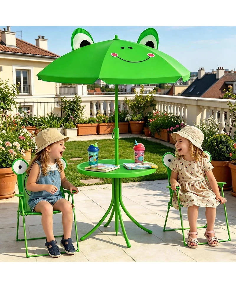 Mountaintop Kids Table and Chair Set, Outdoor Folding Garden Furniture, Picnic Table for Patio Backyard