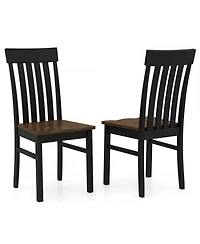 Gouun Set of 2 Armless Dining Chairs with Slatted High Backrests and Bentwood Frame