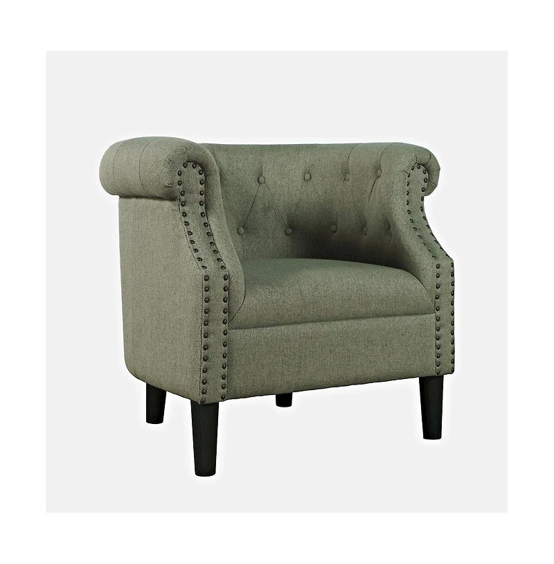 Jofran Transitional Contemporary Upholstered Barrel Curved Back Accent Chair