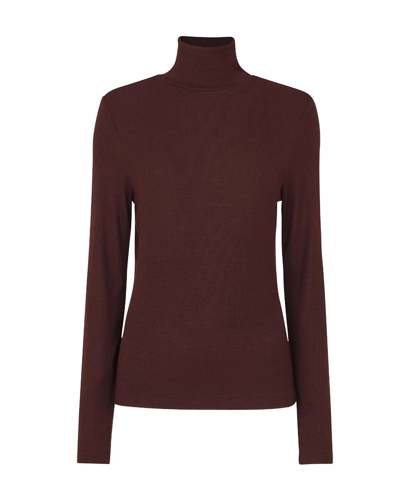 Whistles Women's Essential Ribbed Roll Neck Top