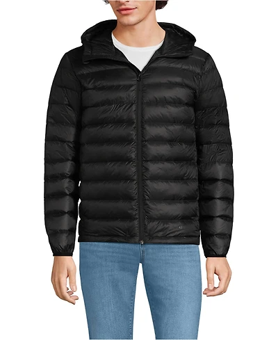 Lands' End Men's Tall Hooded Wanderweight Packable Down Jacket
