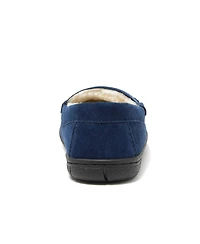 Lands' End Men's Wide Width Suede Fuzzy-Lined Moccasin Slippers