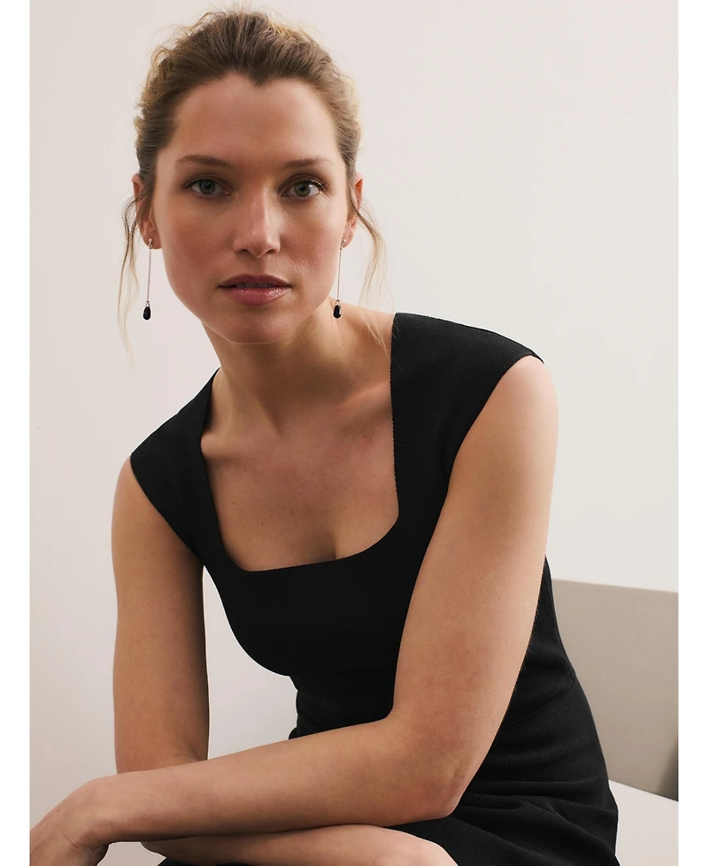 The Fold Women's Sculptural Square Neck Sheath Dress